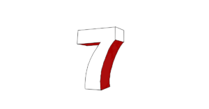 Drawing of the number seven in three dimensions