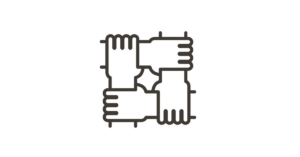 Diagram of four hands interlinked