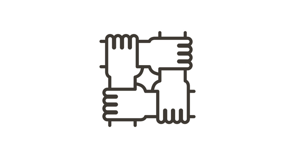 Diagram of four hands interlinked